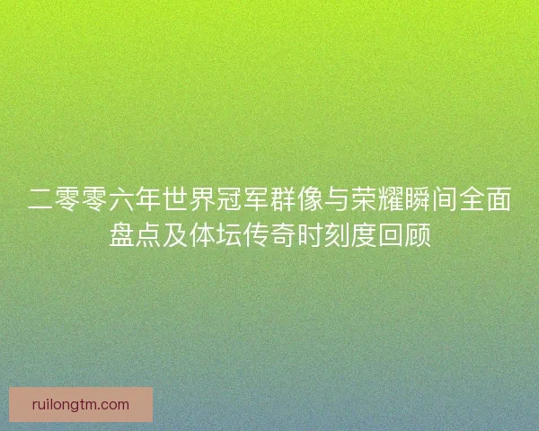 二零零六年世界冠军群像与荣耀瞬间全面盘点及体坛传奇时刻度回顾